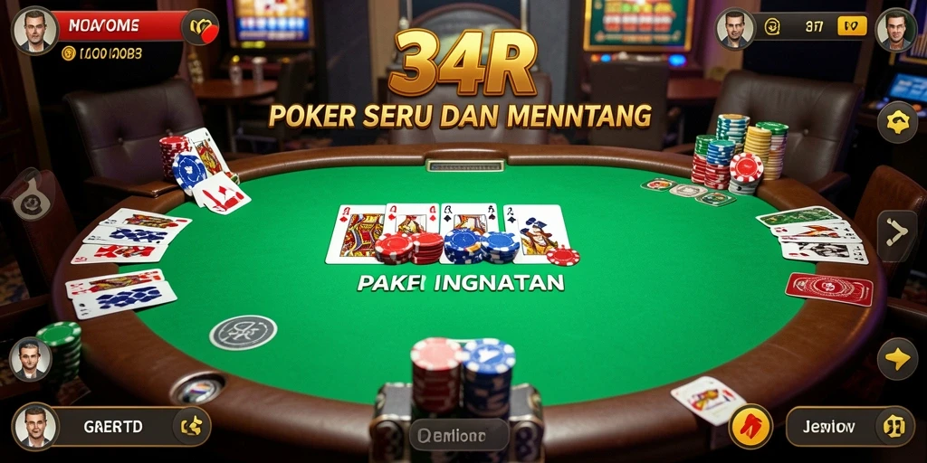 Gameplay Poker yang seru dan menegangkan di 34R.