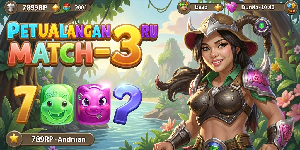 Tampilan seru gameplay 789RP dengan berbagai tantangan Match-3.