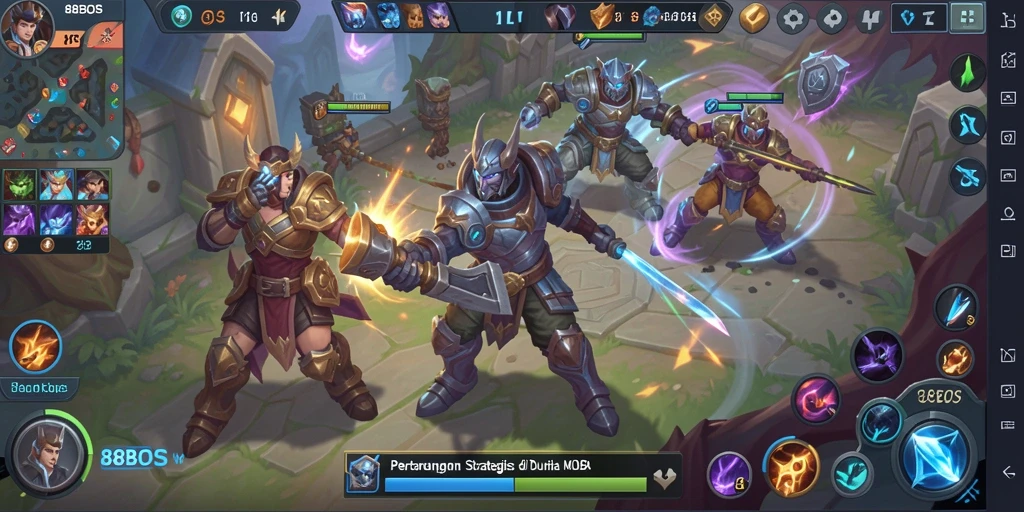 Tangkapan layar gameplay seru 88BOS di arena MOBA.