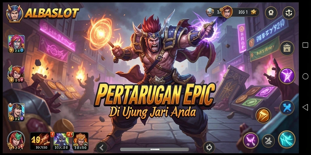Gameplay fighting yang intens dan seru di ALBASLOT.