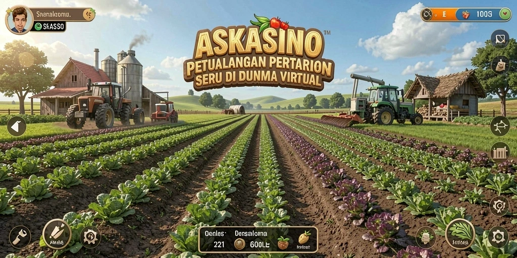 Tampilan gameplay seru di ASKASINO dengan ladang yang subur.