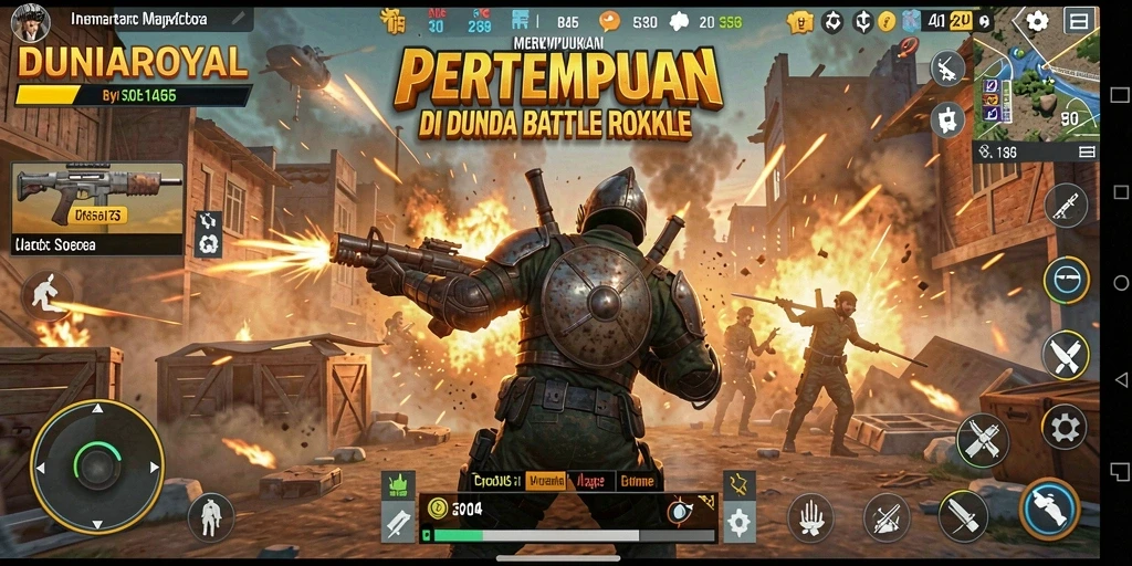 Gameplay seru dan intens di DUNIAROYAL saat pertempuran berlangsung.