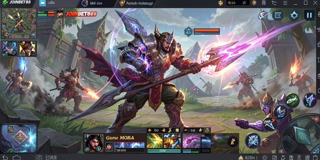 Tangkapan layar gameplay JOINBET88 menampilkan aksi pertempuran intens dan strategi tim.