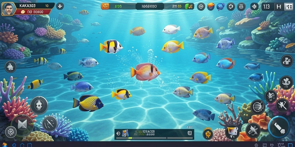 Screenshot gameplay KAKA303 dengan aksi tembak ikan yang menegangkan.