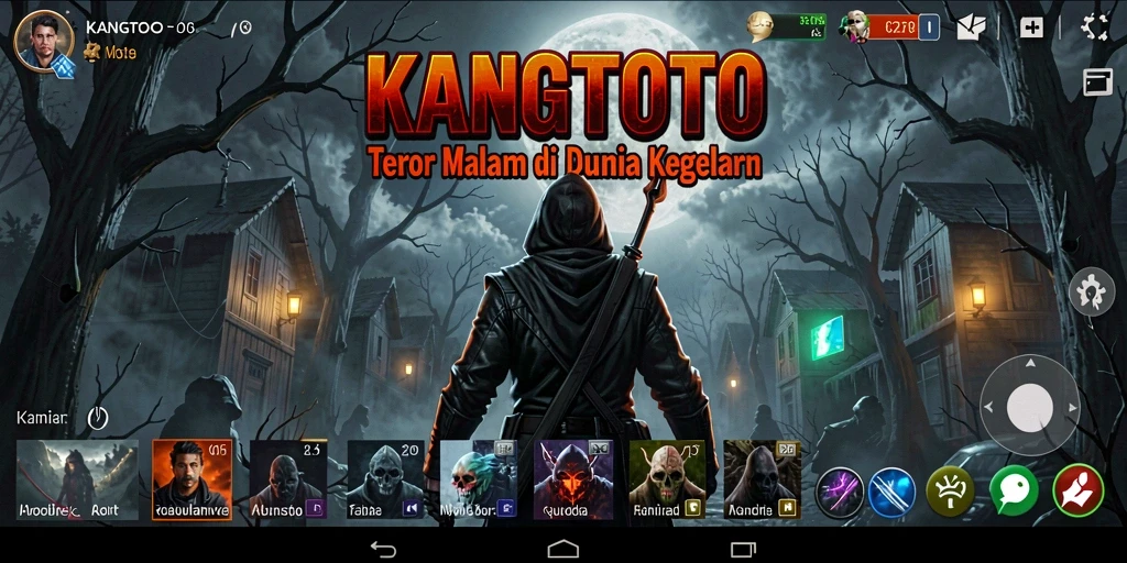 Screenshot gameplay KANGTOTO menampilkan suasana mencekam dan aksi para karakter.
