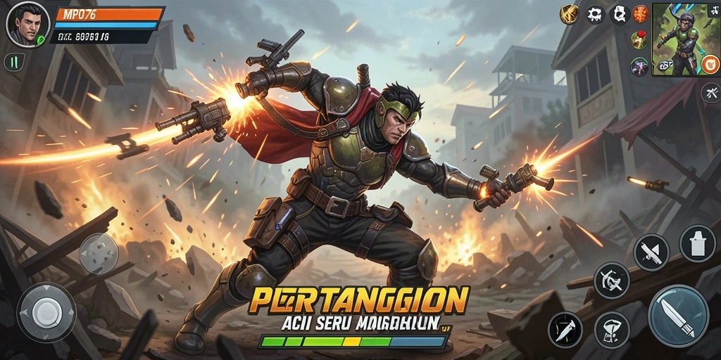 Gameplay MPO76 yang penuh aksi dan pertarungan seru.