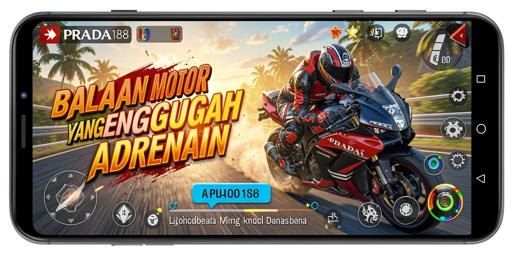 Gameplay seru dengan motor balap yang mendebarkan.