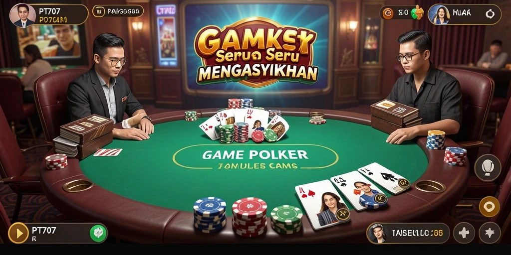 Tampilan gameplay menarik dari PT707 dengan nuansa Poker yang nyata.