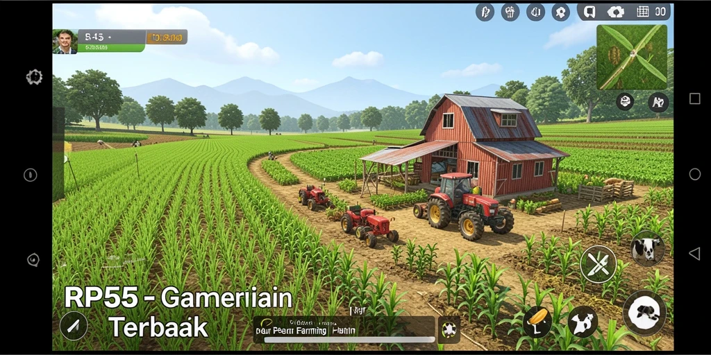 Tampilan gameplay menarik dari RP55 saat bertani di ladang.
